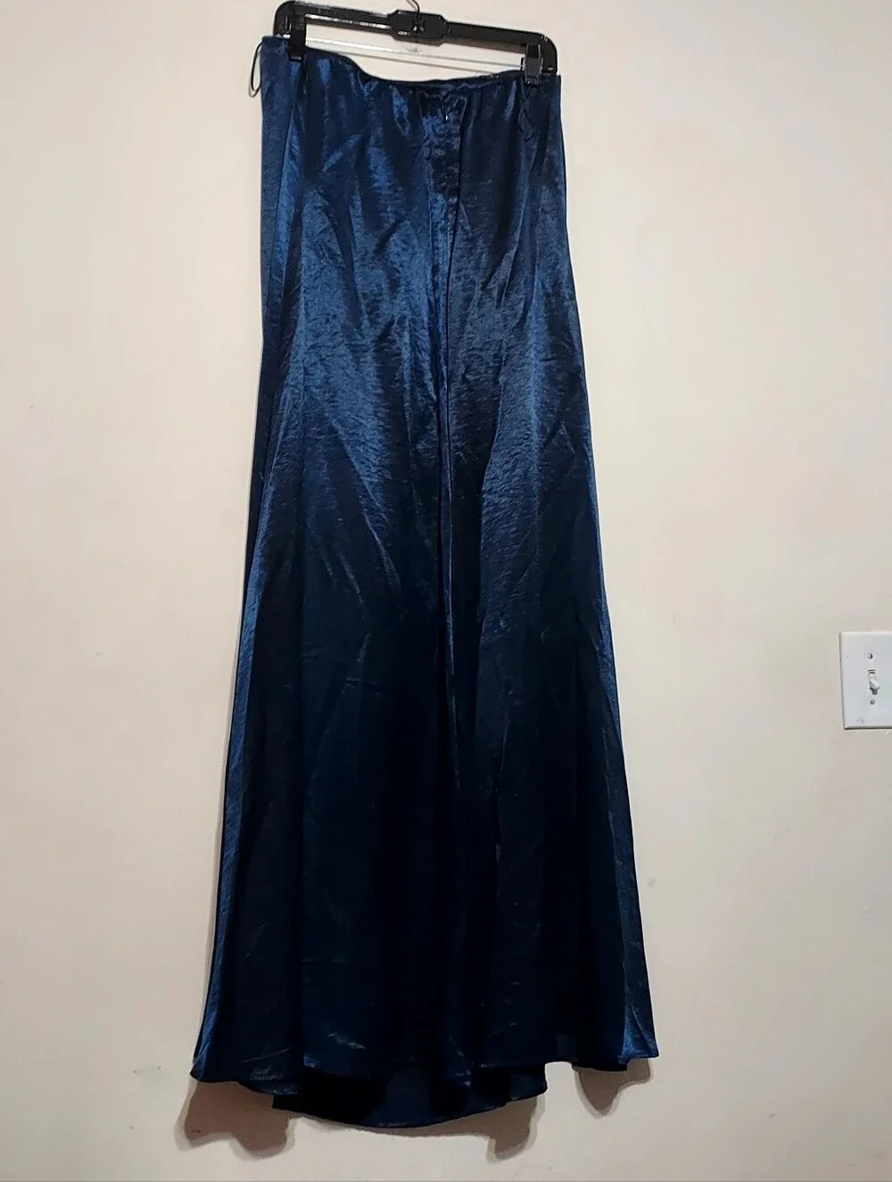 Abercrombie & Fitch Strapless Navy Satin Maxi Gown Sz-L